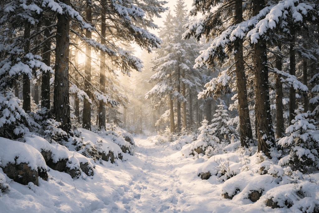 Forêt enneigée de la Llagonne dans le Capcir.