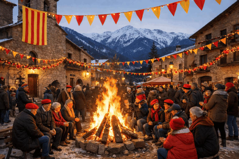 Tradition catalane d’hiver dans un village des Pyrénées-Orientales.